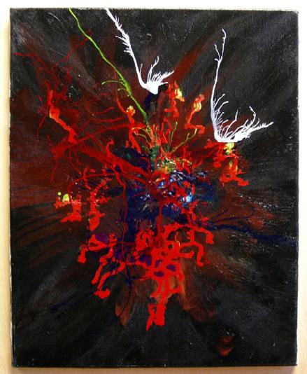 Acrylic Painting on Canvas entitled "Red Hot Monkeys' 16" x 20"