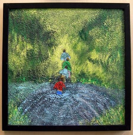 Acrylic Painting on Canvas entitled 'Crossing' 16" x 16" Framed