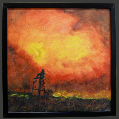 Acrylic Painting on Canvas entitled 'Oilfire' 16" x 16"