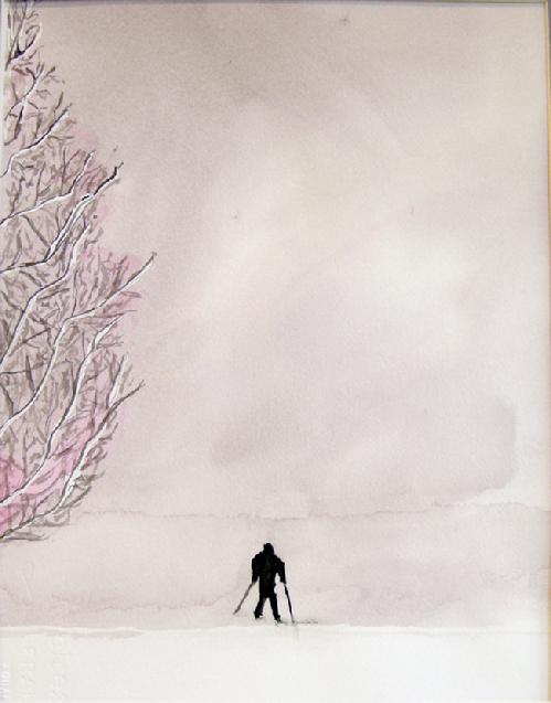 Watercolor Painting on Paper Entitled: 'Loner' - 11" x 14"