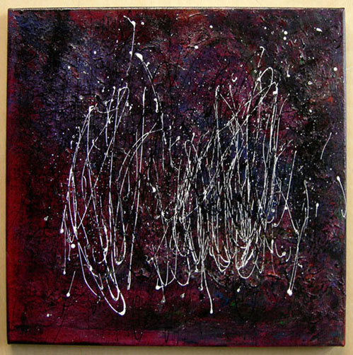 Enamel Painting on Canvas entitled 'White Noise' 16" x 16"