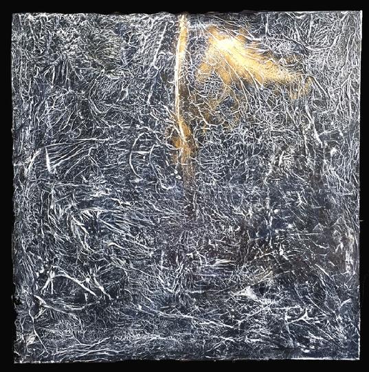 Mixed Media Painting on Canvas Entitled 'Old Gold' - 36" x 36"