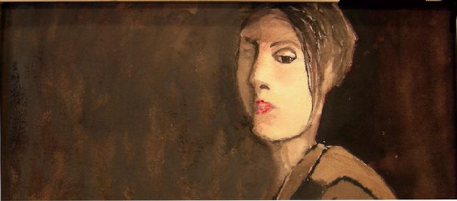 Watercolor Painting on Paper entitled Elizabeth - 16" x 8"